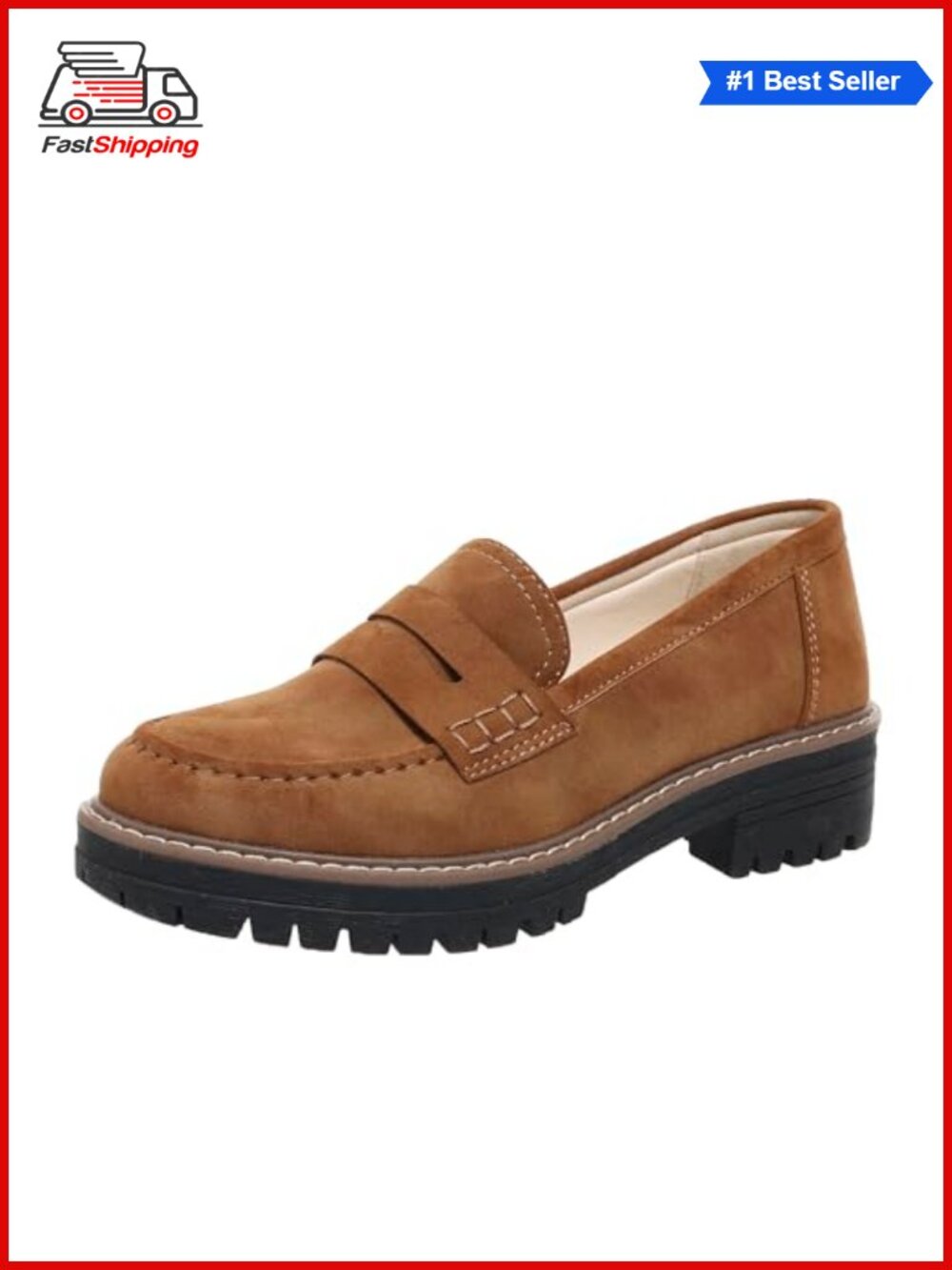 ✨ Women's Platform Chunky Penny Loafers Suede Slip On Business Casual